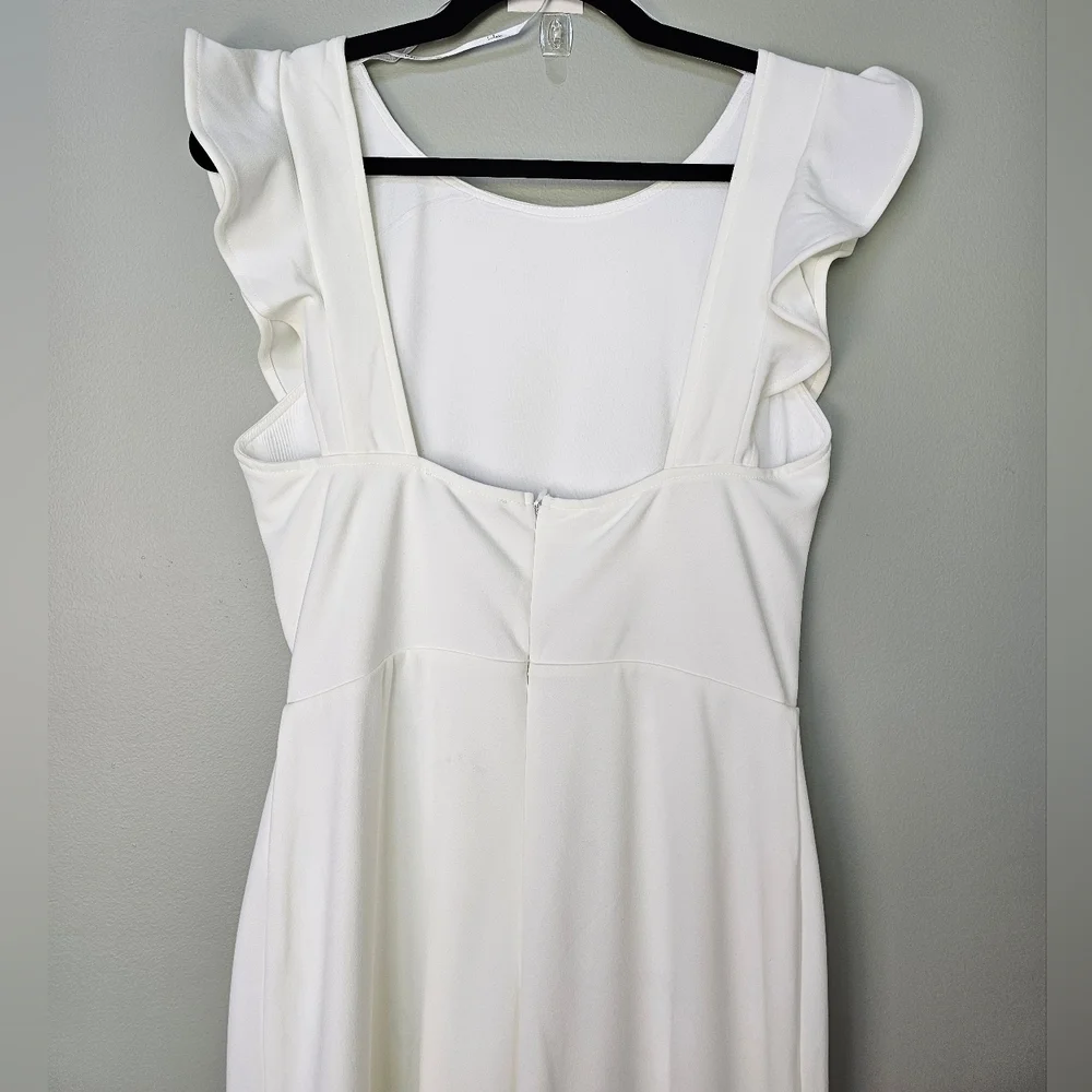 Lulus Feel Your Love White Ruffled Wide-Leg Jumpsuit, Size Medium
